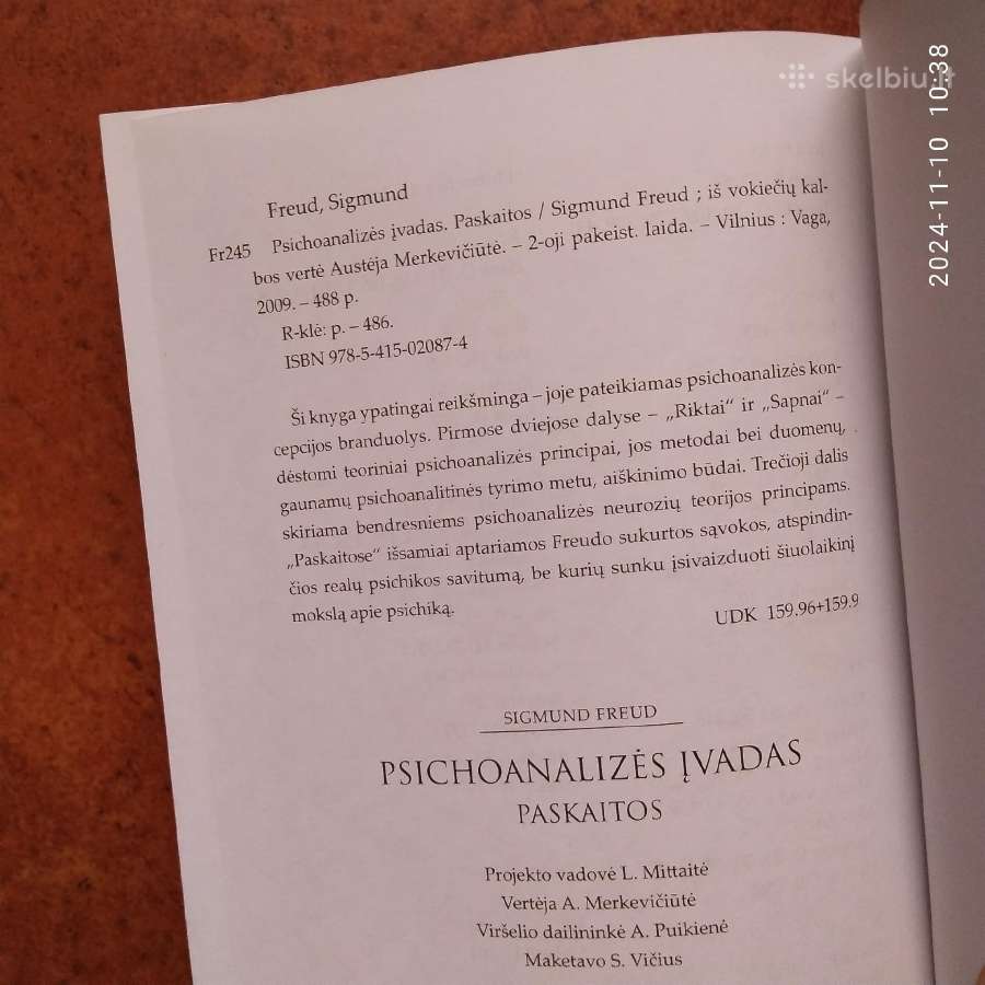S. Freud "Psichoanalizės įvadas" 2009 metai - nuotraukos Nr. 8