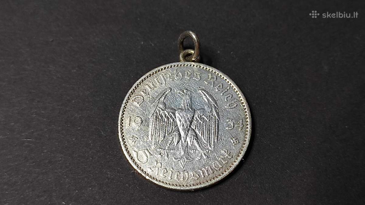 5 Reichmarkes pakabukas 1934 originalas