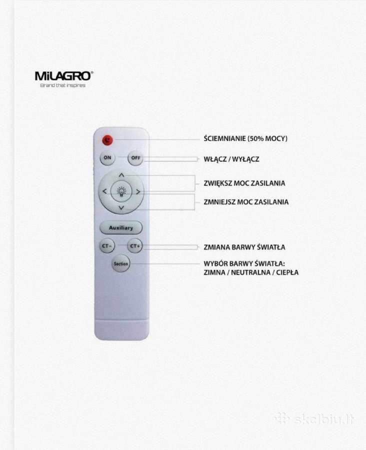 Milagro Yax Ml4402 Lubų šviestuvas 1x24w/LED 3000k - nuotraukos Nr. 4