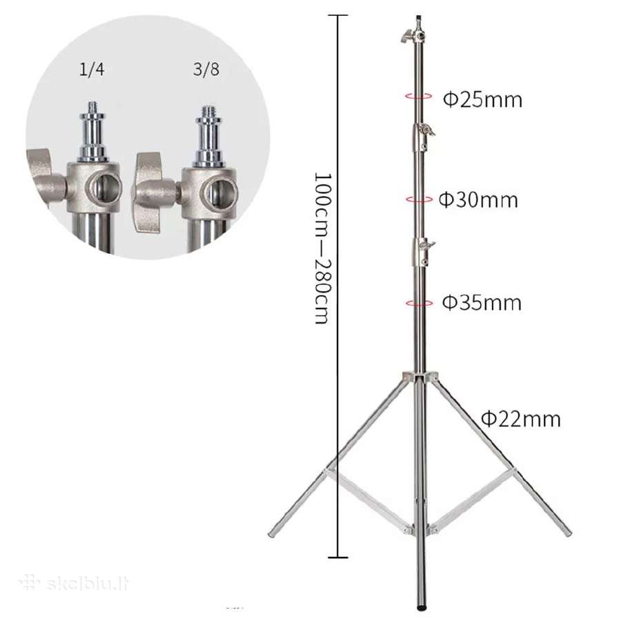 Stovas 280cm lazeriui, softbox su 1/4 ir 3/8