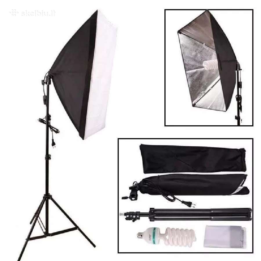 Apšvietimo lempa su softbox + 135w lemputė