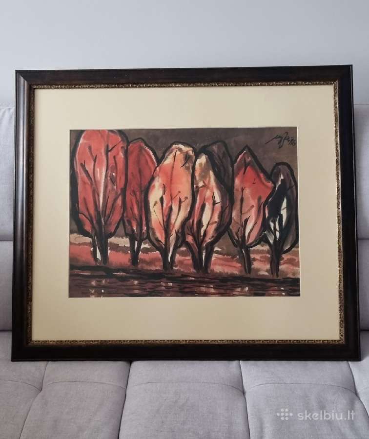 Paveikslas Ruduo 1986m., akvarelė, medinis rėmas - nuotraukos Nr. 9
