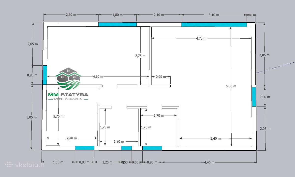 50,80 ir 120m2 namas su pamatais. 32.000 su PVM! - nuotraukos Nr. 29