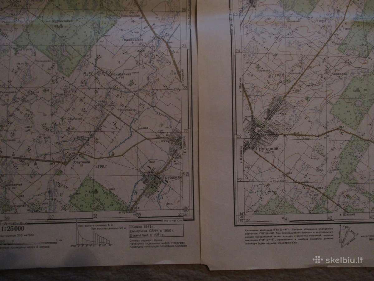 1952 metų Gruzdžių ir apylinkių žemėlapis - nuotraukos Nr. 2