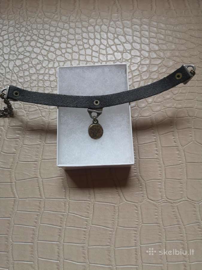Stiklė jewellery ruda natūralios odos apyrankė - nuotraukos Nr. 3