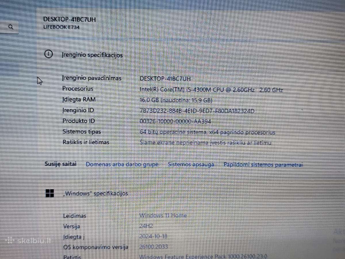Fujitsu Lifebook E734/i5-4300m/16gb/128gb - nuotraukos Nr. 11
