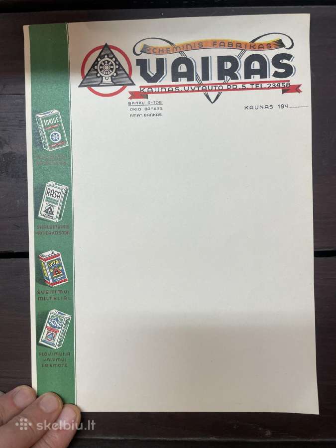 Tarpukario cheminio fabriko Vairas reklamos - nuotraukos Nr. 3