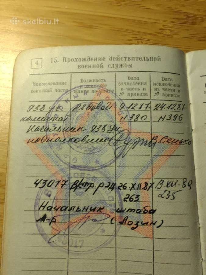 Karinis bilietas 1987-1989 Anykščiai - nuotraukos Nr. 5