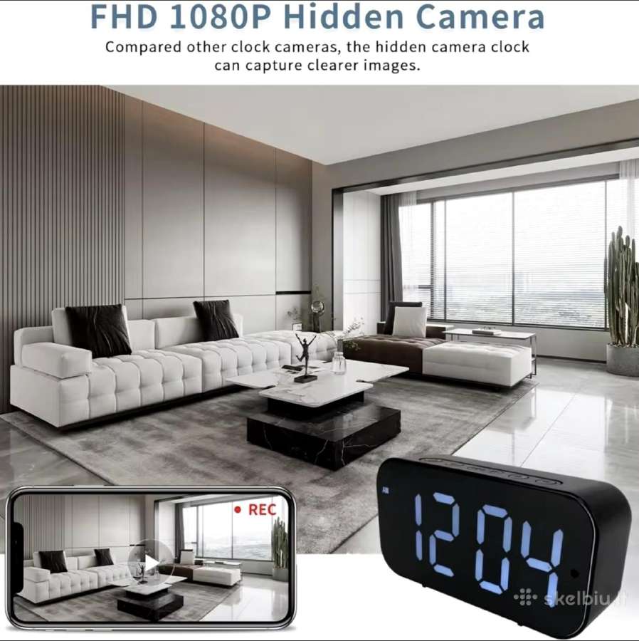 Laikrodis su įmontuota slapta WiFi HD kamera - nuotraukos Nr. 2