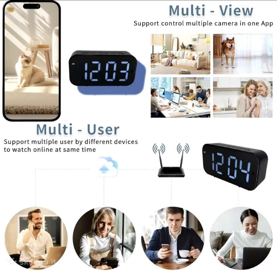 Laikrodis su įmontuota slapta WiFi HD kamera - nuotraukos Nr. 5