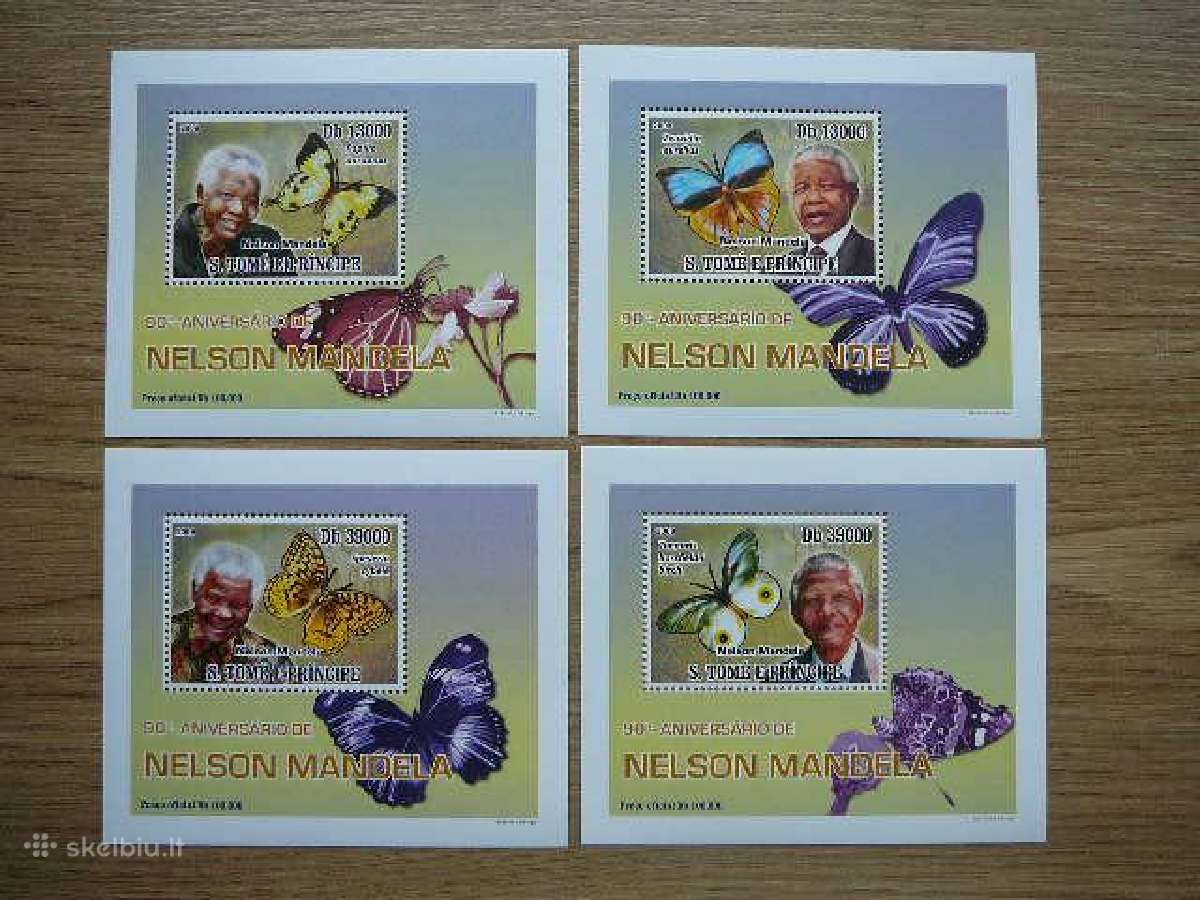 N. Mandela Drugeliai Sao Tome 2009 svarus st235