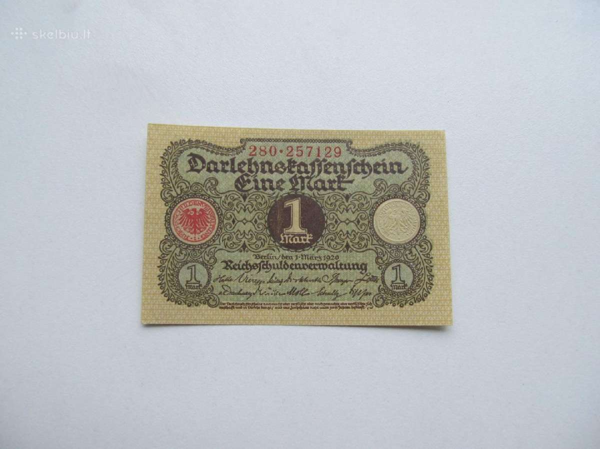 1 mark , Vokietija , 1920 unc .