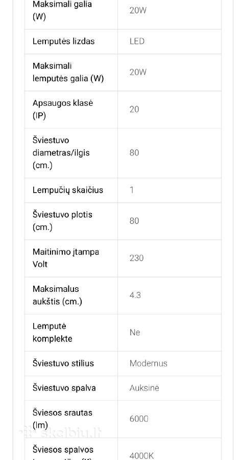 Lubinis šviestuvas aukso spalvos - nuotraukos Nr. 2