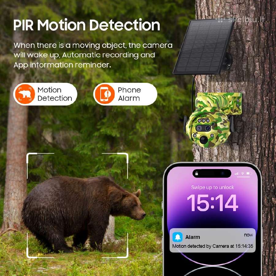 Kamera su saulės panele 4G Sim su Optiniu 12x 6mp - nuotraukos Nr. 7