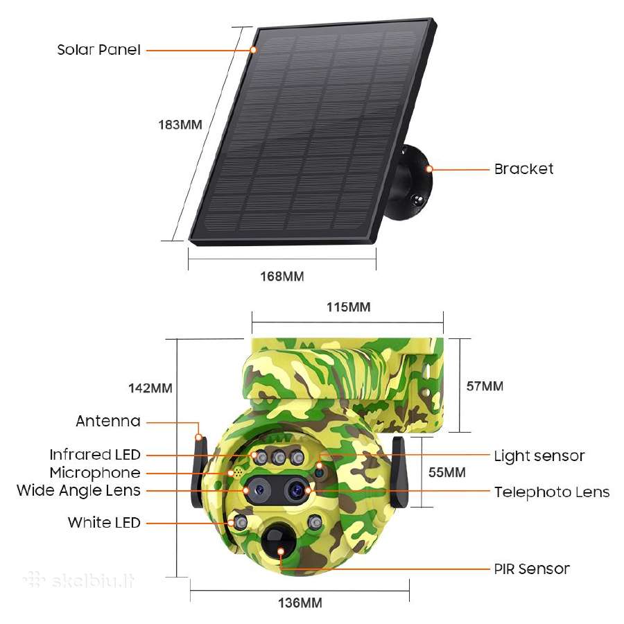 Kamera su saulės panele 4G Sim su Optiniu 12x 6mp - nuotraukos Nr. 16