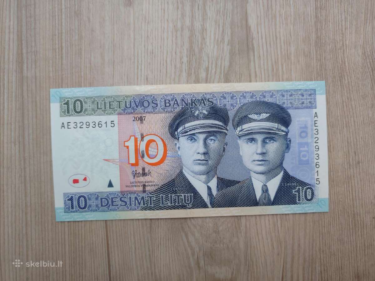 10 litu 2007 metu (Unc) bankinio stovio