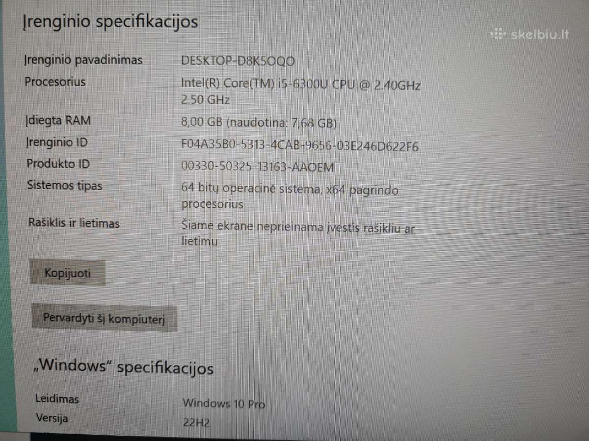 Dell Latitude E7470 + 3 mėn. garantija - nuotraukos Nr. 5
