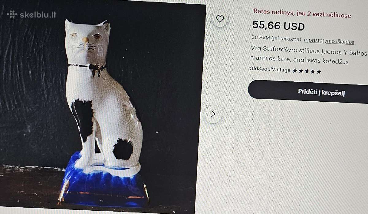 Vintažinė keramikinė katės figurėlė. - nuotraukos Nr. 6