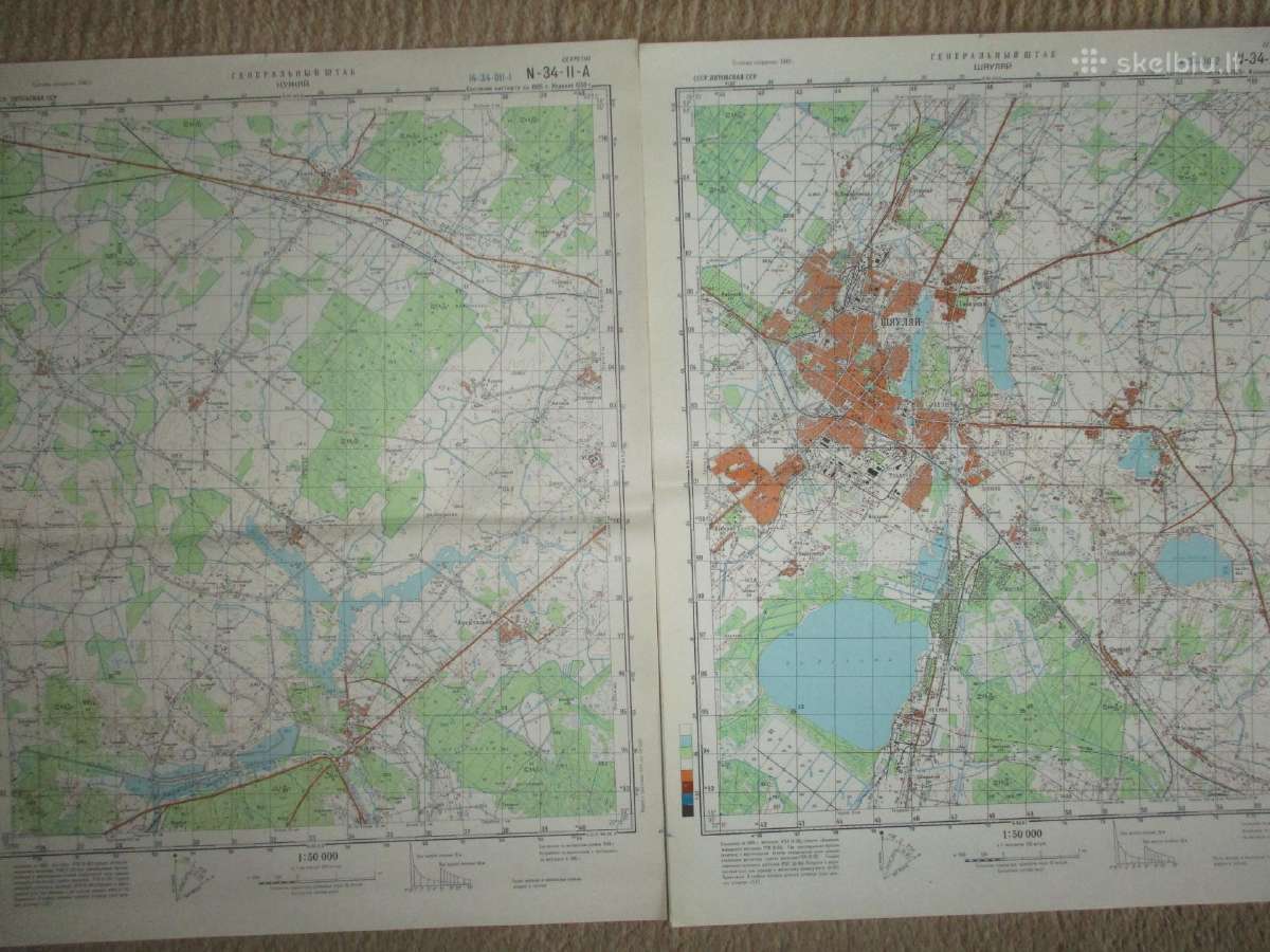 Šiaulių ir apylinkių 1988 metų žemėlapis