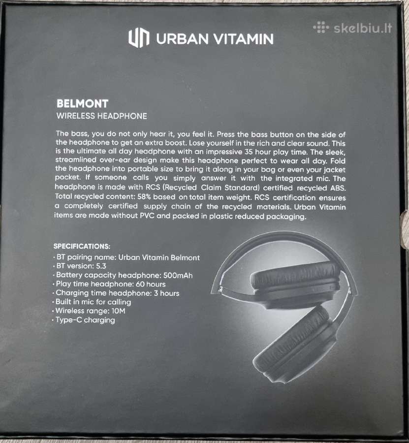 Urban vitamin belmont belaidės ausinės - nuotraukos Nr. 6