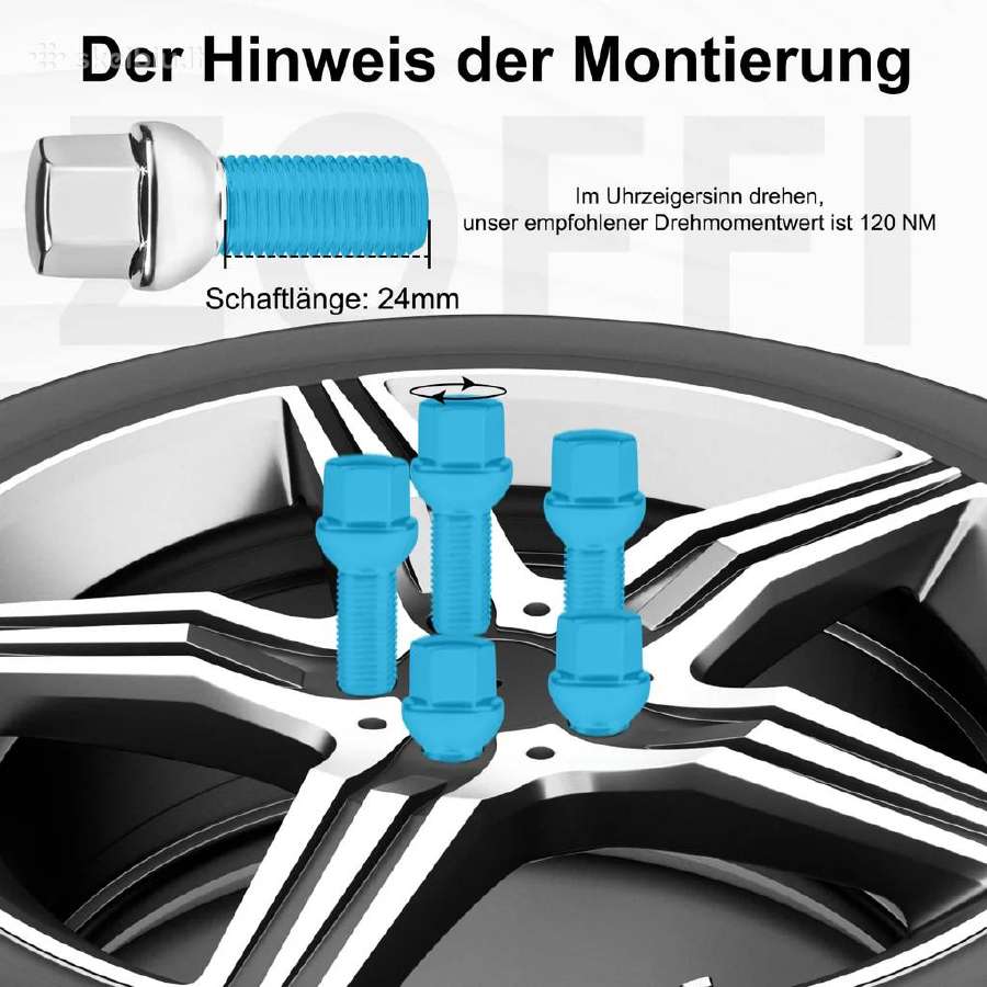 Automobilio Chrominiai ratų varžtai M14x1,5 - nuotraukos Nr. 5