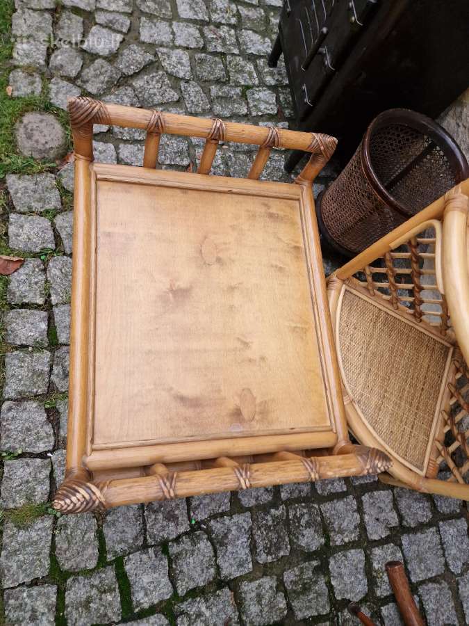 Vintažinis mid century ratango pufas - nuotraukos Nr. 4