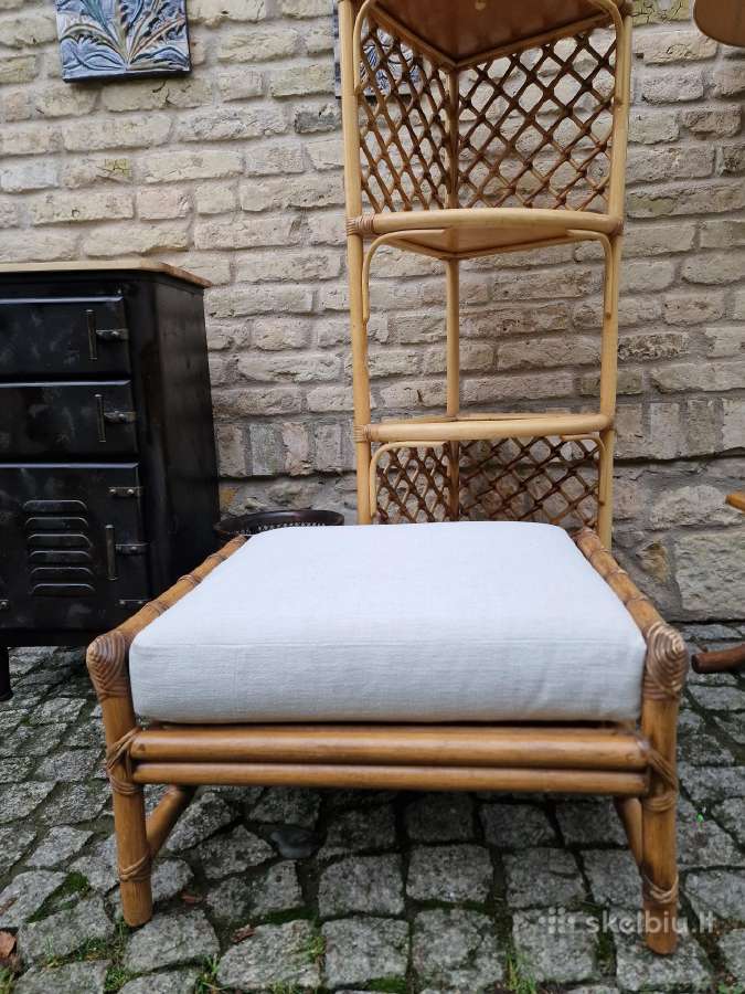 Vintažinis mid century ratango pufas - nuotraukos Nr. 9