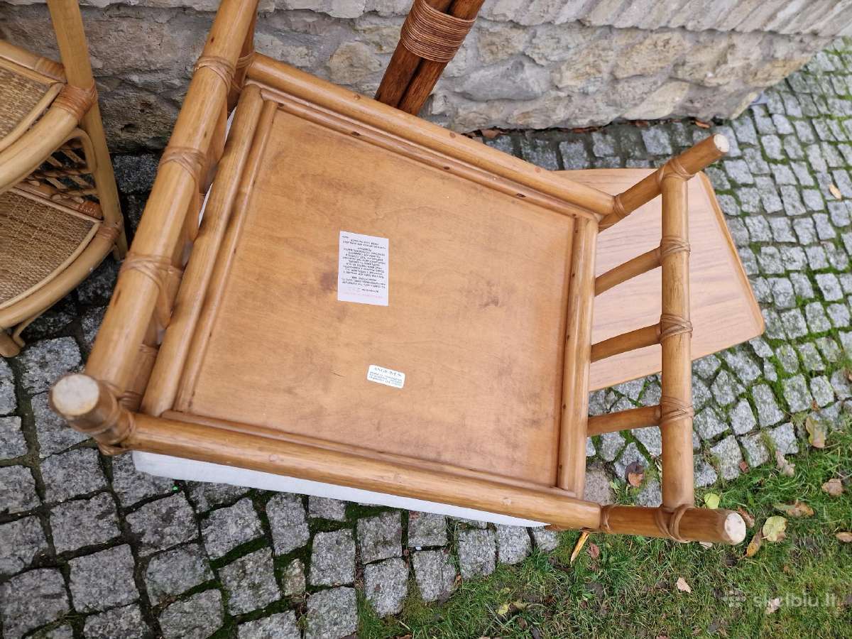 Vintažinis mid century ratango pufas - nuotraukos Nr. 13