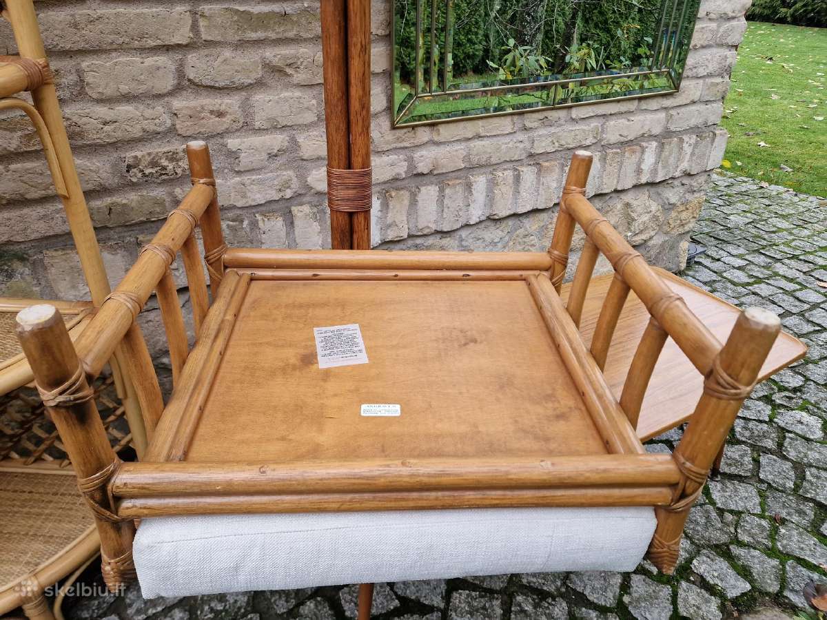 Vintažinis mid century ratango pufas - nuotraukos Nr. 15