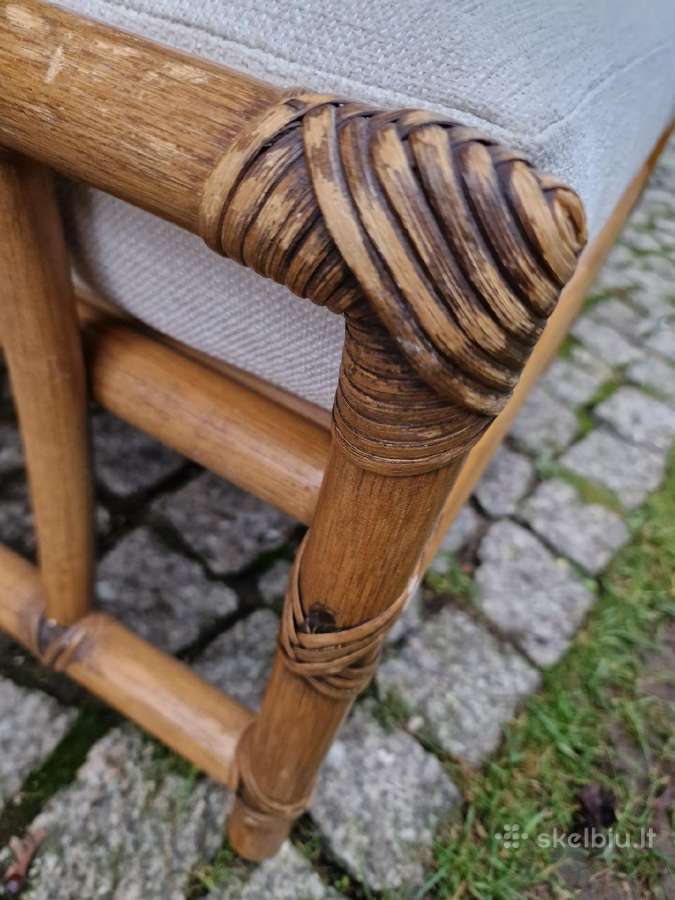 Vintažinis mid century ratango pufas - nuotraukos Nr. 16