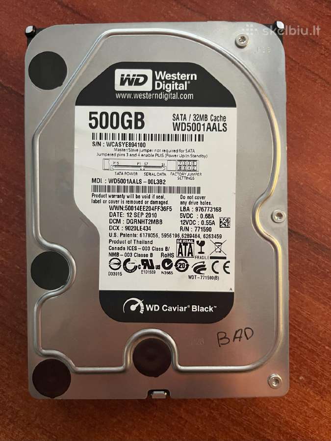 Wd 500gb diskas Wd5001aals