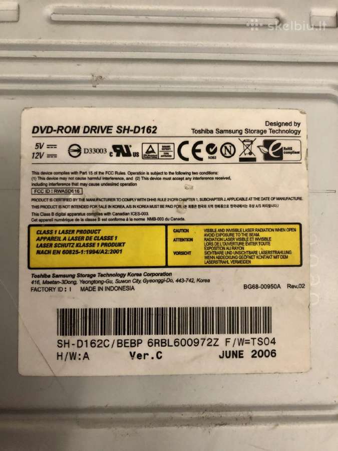 Vidinis Ide optinis įrenginys Dvd Samsung Sh-d162 - nuotraukos Nr. 3