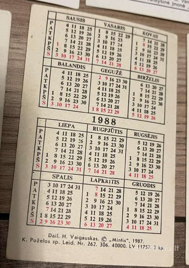 Vintaziniai Lietuviski Kiseniniai Kalendoriukai 38 - nuotraukos Nr. 8