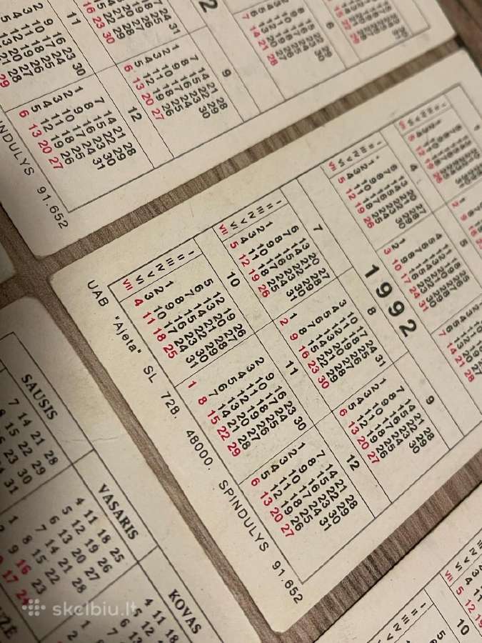 Vintaziniai Lietuviski Kiseniniai Kalendoriukai 38 - nuotraukos Nr. 9