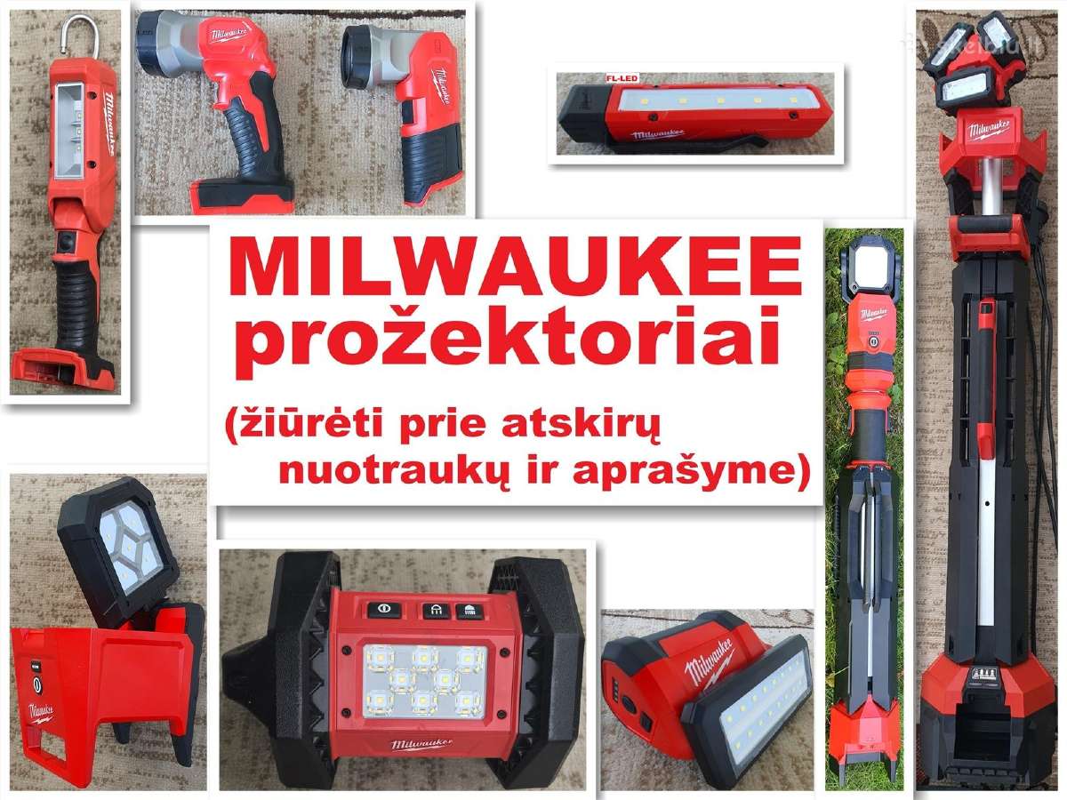 Milwaukee prožektorius 8 modeliai