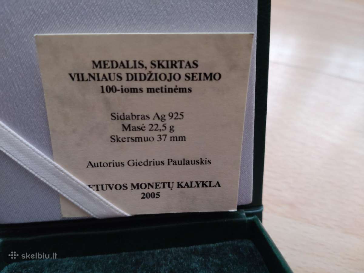 Medalis, skirtas Vilniaus didžiojo seimo 100-sioms - nuotraukos Nr. 5