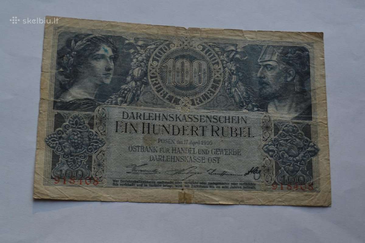100 Ost Rubliu 1916 m. R,Lietuva-vokietija