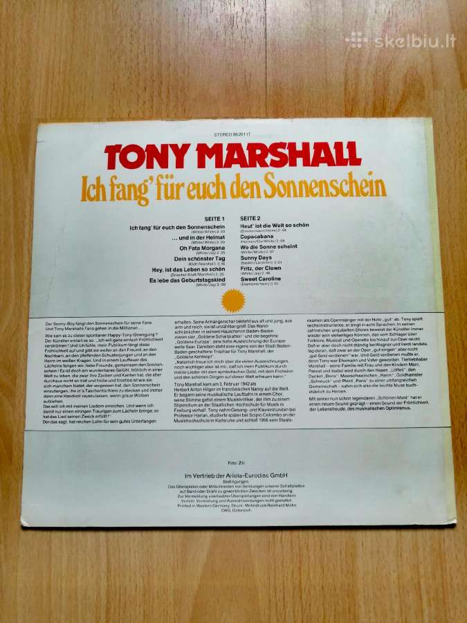 Tony Marshall vinilinė plokštelė - nuotraukos Nr. 2