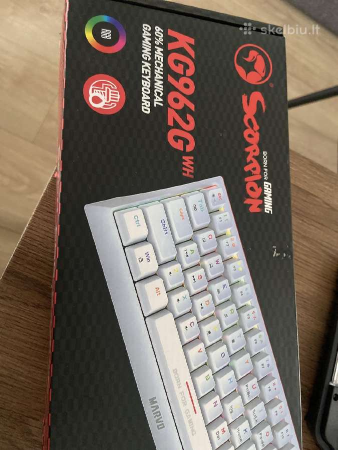 Klaviatūra kg962g white rgb red 60% - nuotraukos Nr. 2