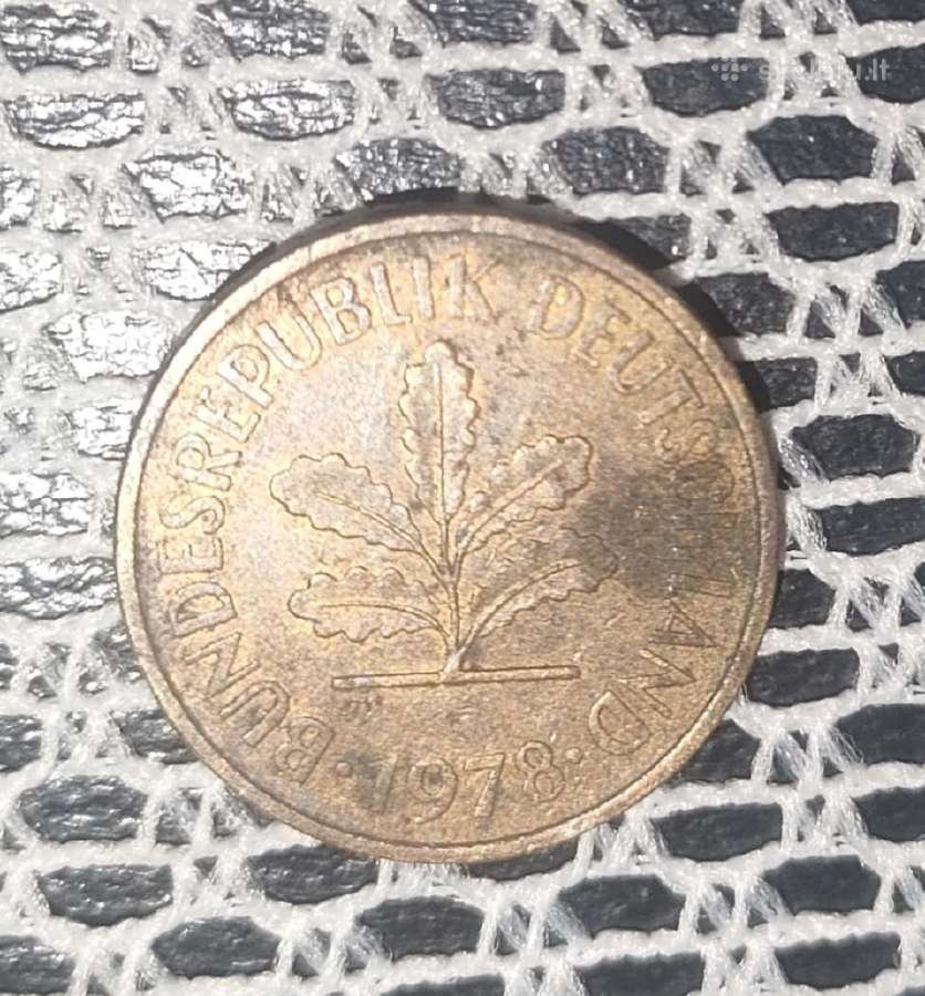 Sena vokiška moneta 5 phennig 1978 metų - nuotraukos Nr. 2