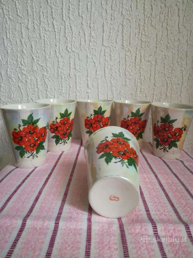Labai gražūs vintage porceliano stiklinės-puodel - nuotraukos Nr. 5