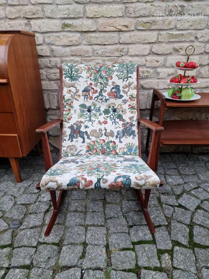 Vintažinis mid century tikmedžio supamas krėslas - nuotraukos Nr. 2