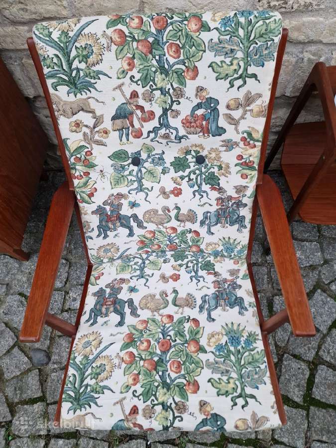 Vintažinis mid century tikmedžio supamas krėslas - nuotraukos Nr. 4
