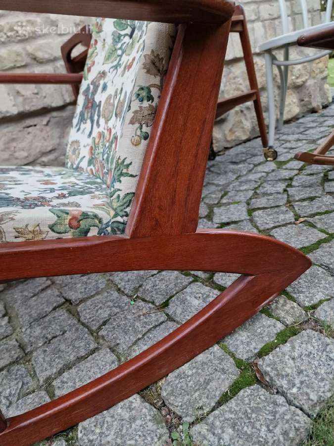 Vintažinis mid century tikmedžio supamas krėslas - nuotraukos Nr. 6