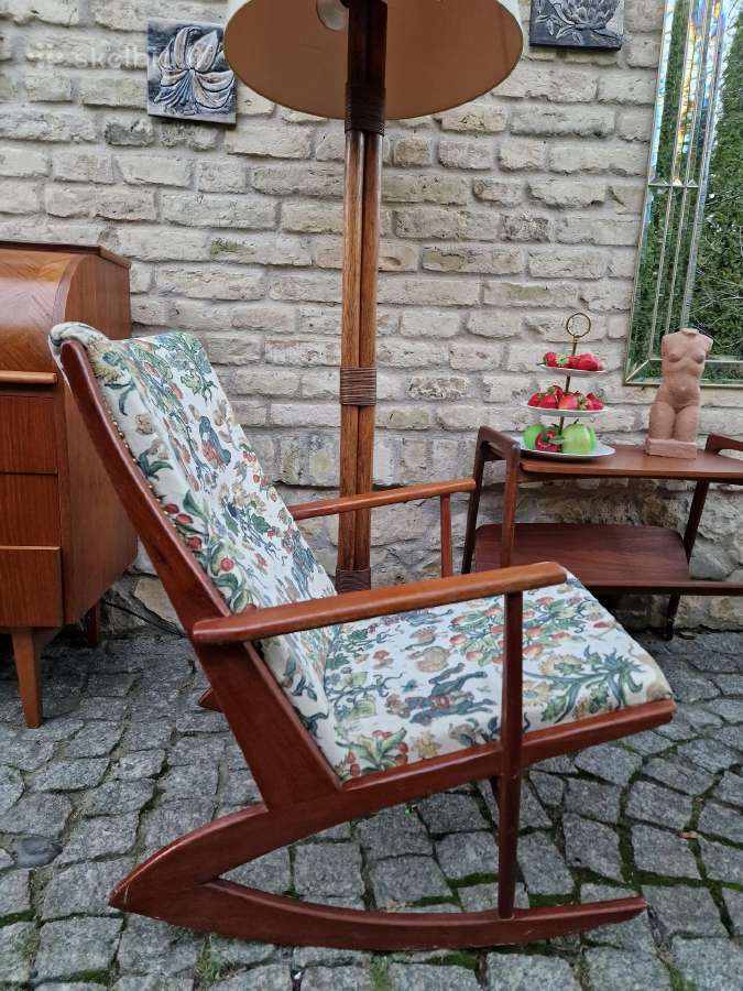 Vintažinis mid century tikmedžio supamas krėslas - nuotraukos Nr. 22