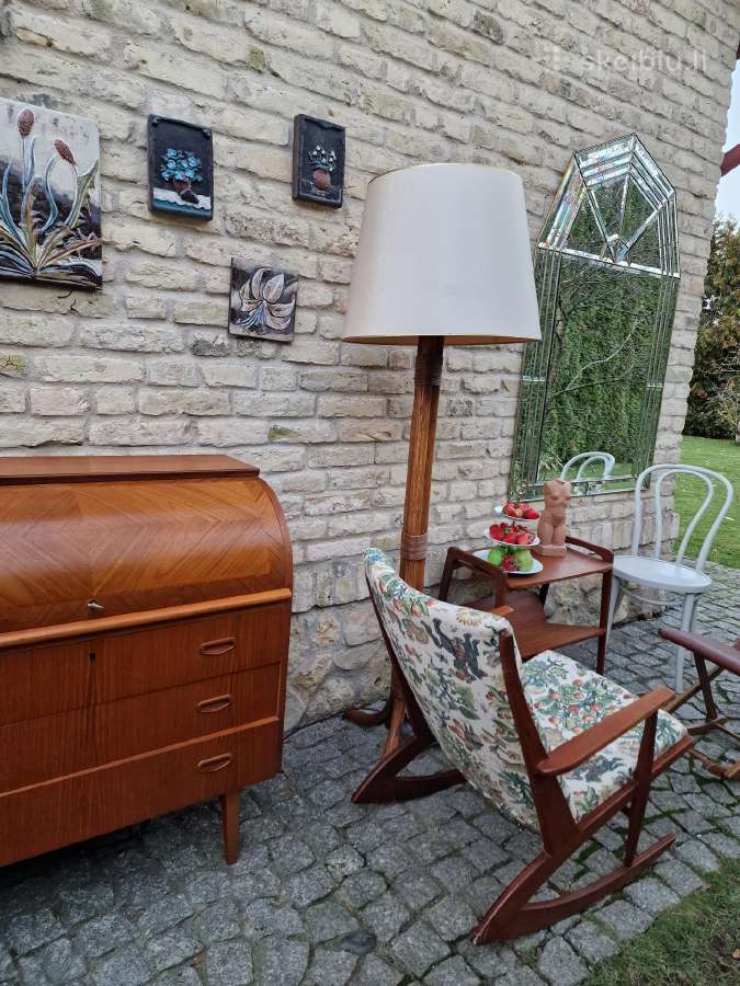 Vintažinis mid century tikmedžio supamas krėslas - nuotraukos Nr. 24
