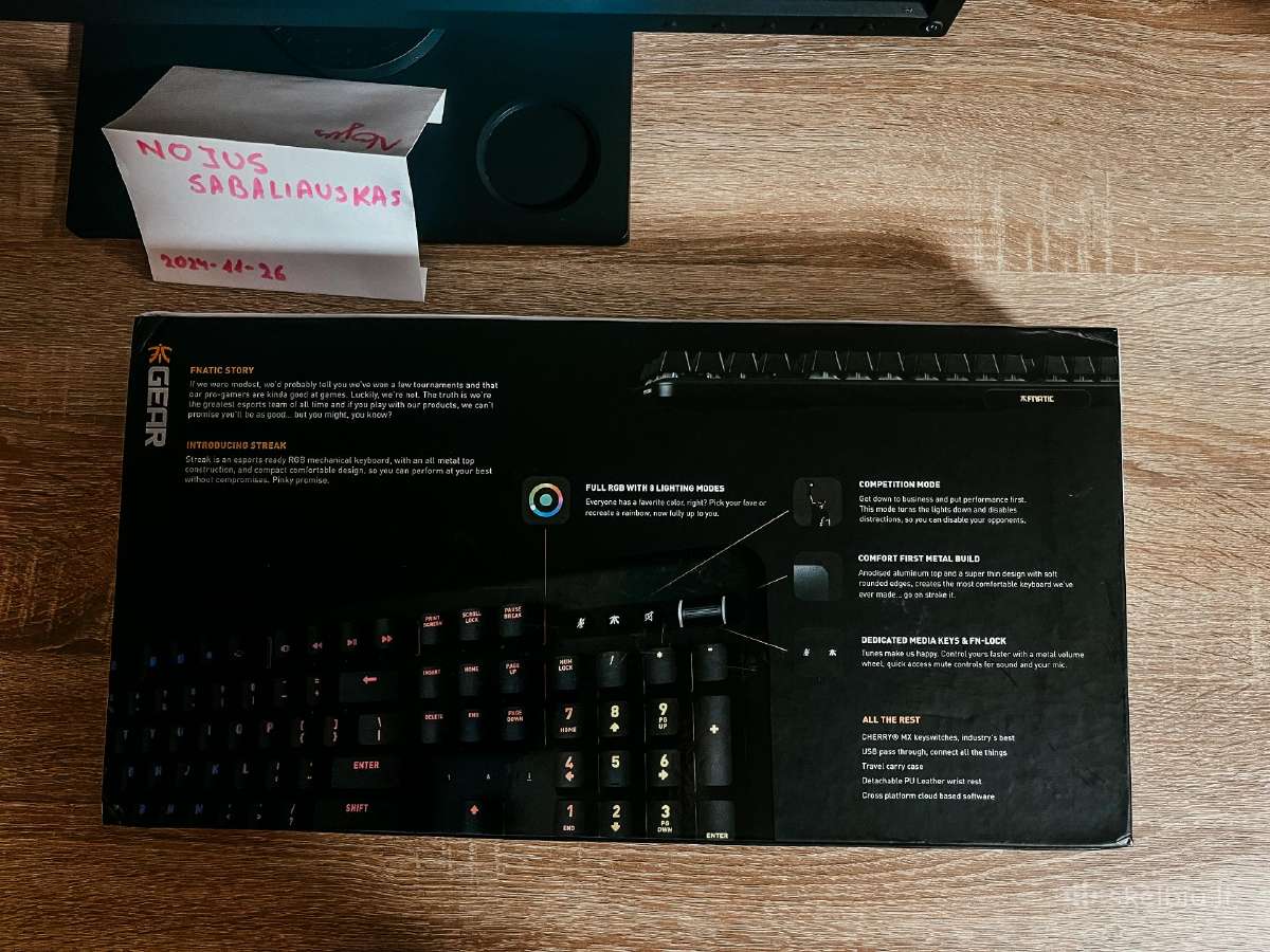 Mechaninė klaviatūra Fnatic Gear Streak Red Us - nuotraukos Nr. 4
