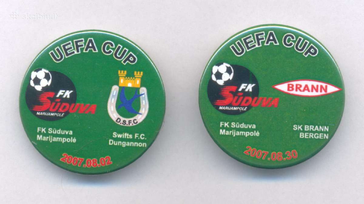 Futbolas 2007 Uefa Taurė Fk Suduva ženkleliai