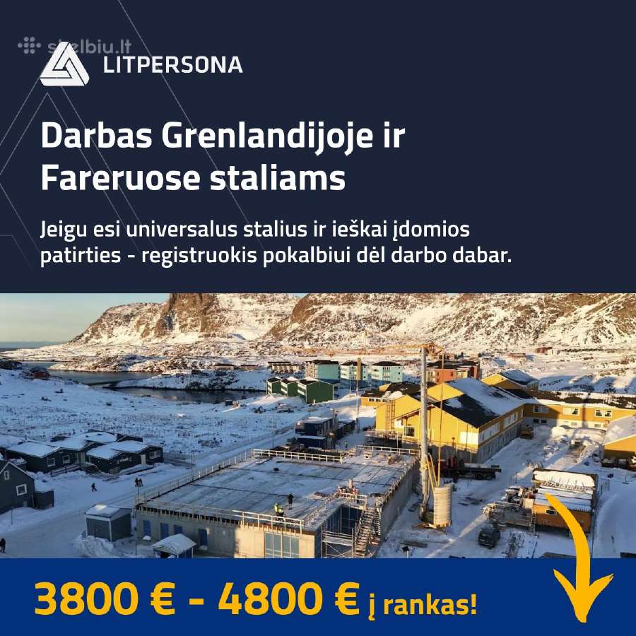 Darbas Grenlandijoje staliams 4200-5200 €
