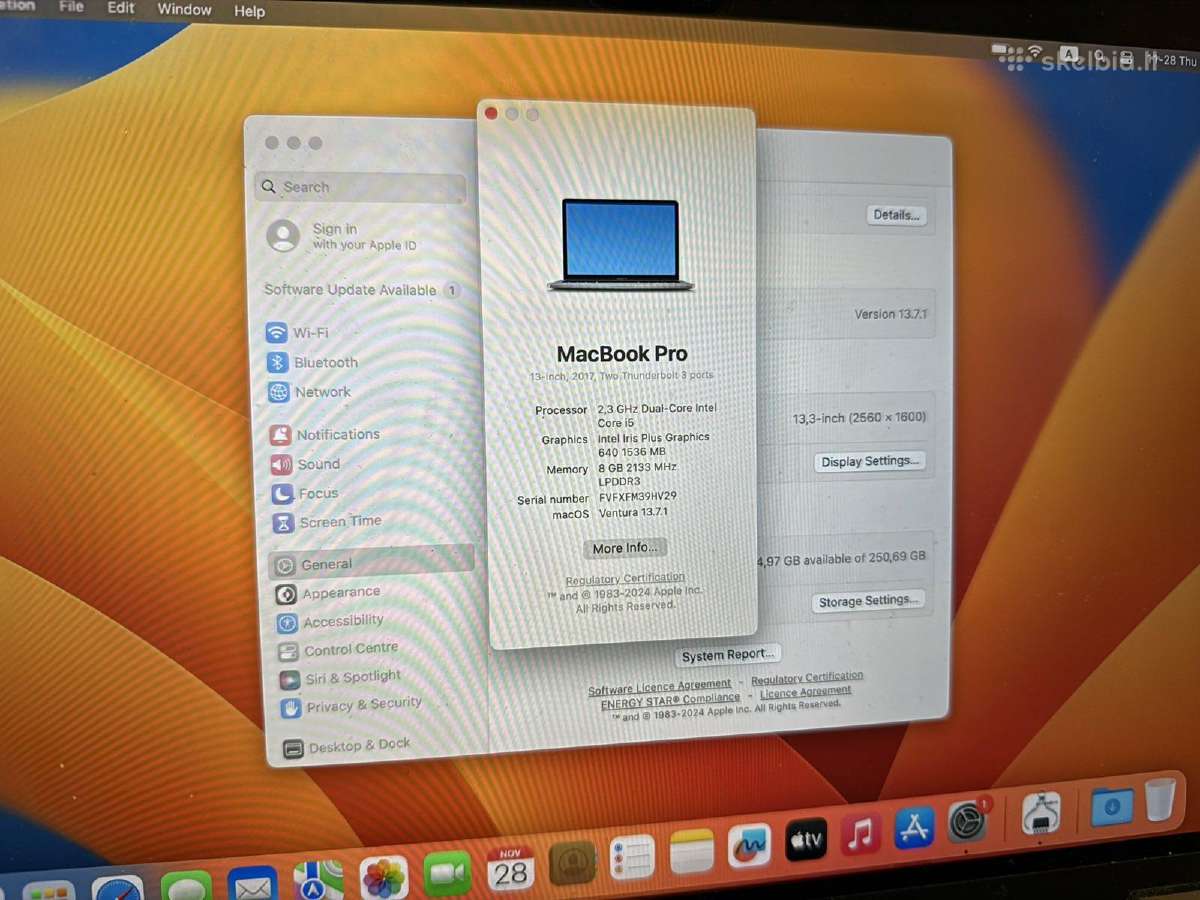 Apple MacBook Pro 13" Mid-2017 A1708 #27 - nuotraukos Nr. 6